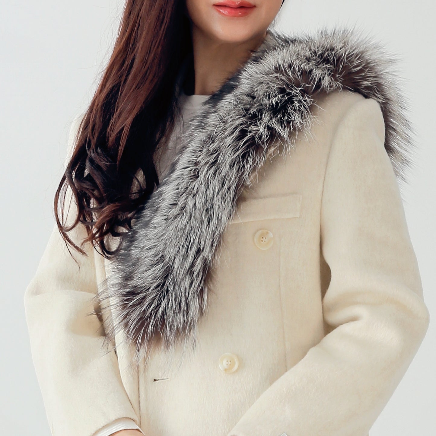 S-07 ファースカーフ ブラウンホワイトミックス