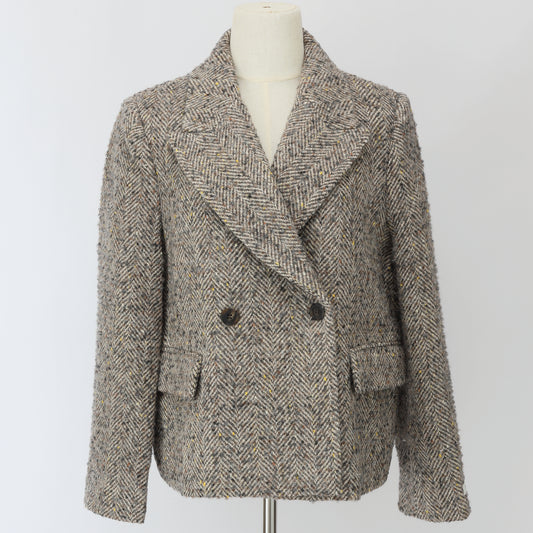 J-05　ジャケット ベージュ ツイードダブル