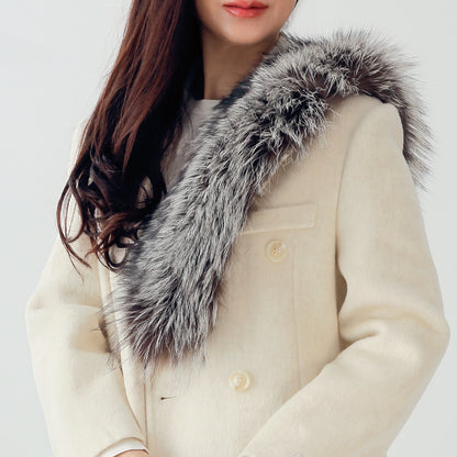 S-07　ファースカーフ　ブラウンホワイトミックス