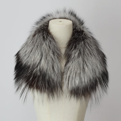 S-07　ファースカーフ　ブラウンホワイトミックス