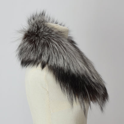 S-07　ファースカーフ　ブラウンホワイトミックス