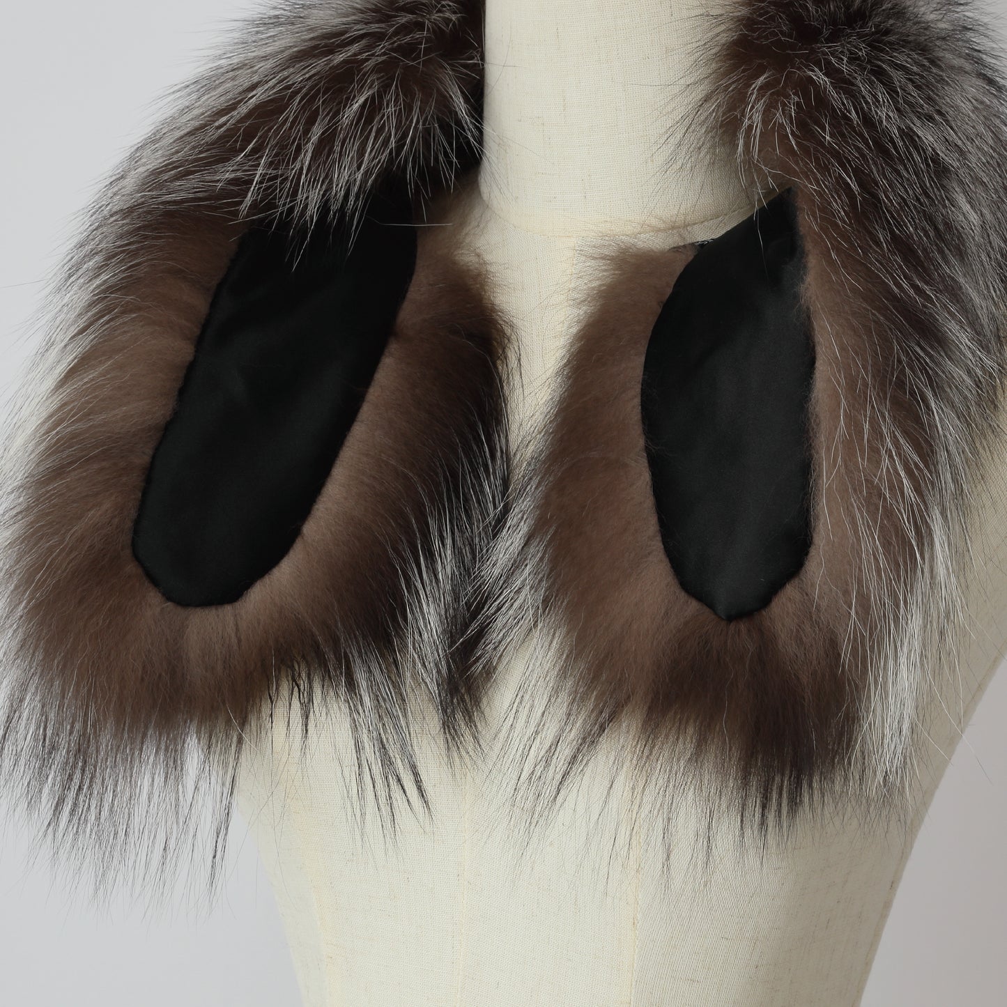 S-07　ファースカーフ　ブラウンホワイトミックス