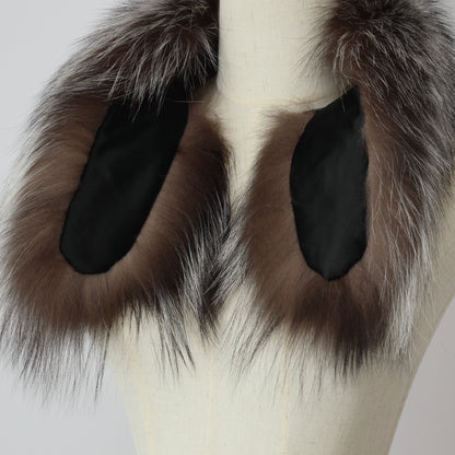 S-07　ファースカーフ　ブラウンホワイトミックス