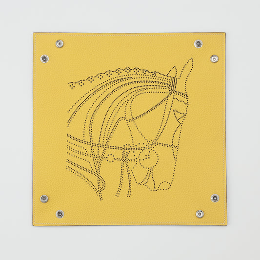 T-01　アクセサリートレイ（馬柄）　パンチング　イエロー　中皿