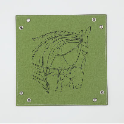 T-02　アクセサリートレイ（馬柄）　パンチング　抹茶グリーン　中皿