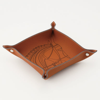 T-03　アクセサリートレイ（馬柄）　パンチング　ゴールド　中皿