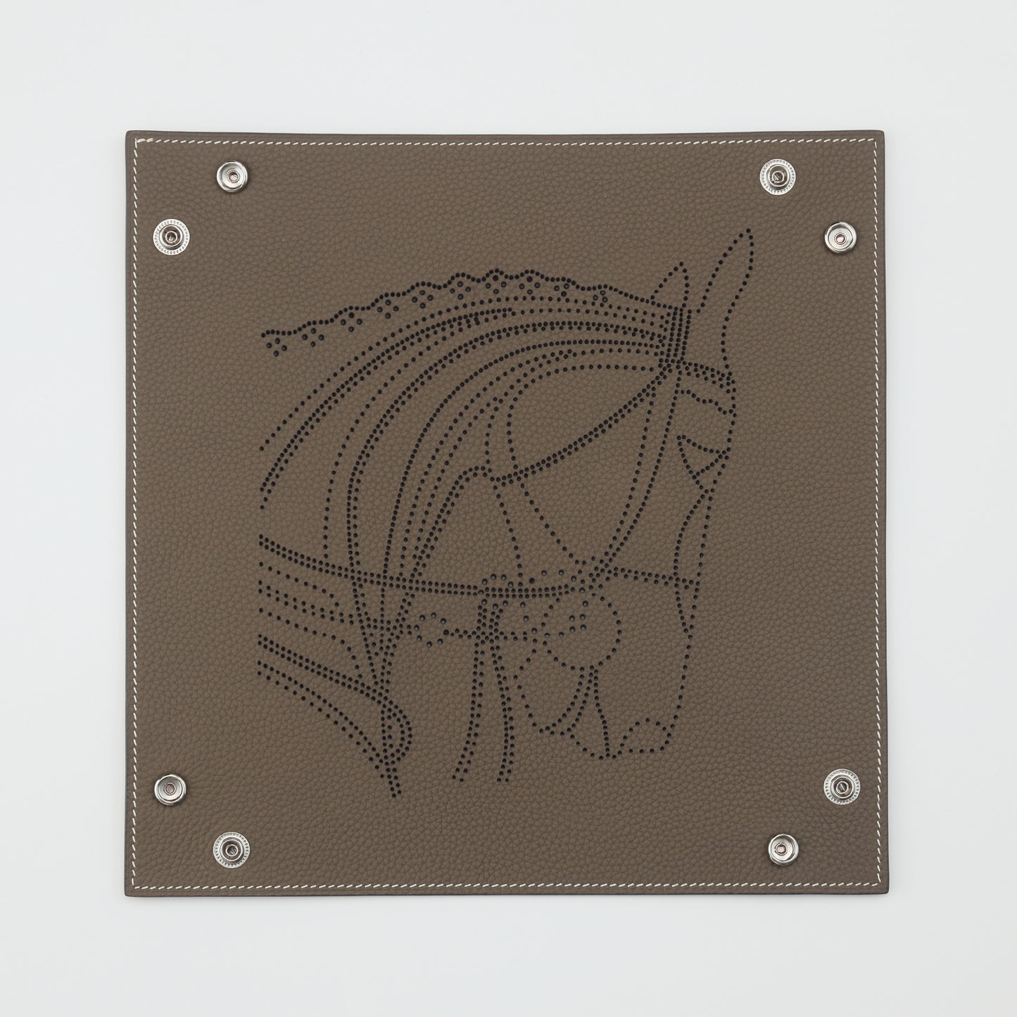 T-04　アクセサリートレイ（馬柄）　パンチング　チョコレートブラウン　中皿