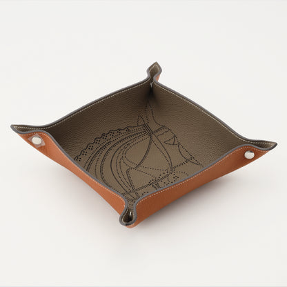 T-04　アクセサリートレイ（馬柄）　パンチング　チョコレートブラウン　中皿